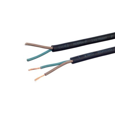 VDE estándar H05rr f Cable de alimentación de caucho 2x0.75 eléctrico para electrodomésticos -5C a 70C 2C X0.75MM2 secciones normales