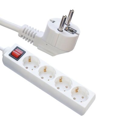 Adaptador europeo de enchufe para viajes con 4 tomas de corriente de salida Cordón de extensión Multi enchufe y interruptor 5m longitud del cable