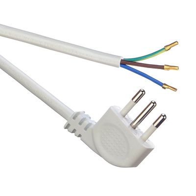 IMQ Standard 3 Pin Angled 16A Italia Cables de alimentación blancos H05VV-F 3x0.75MM2 con terminal de corte de extremo cerrado de Trusted