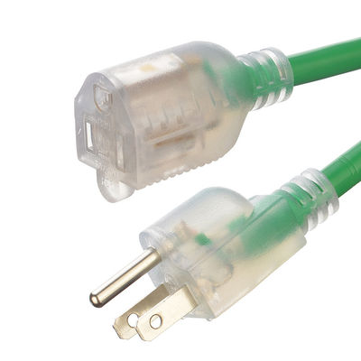 3X8/10/12/14/16AWG Tensión nominal 125V NEMA Femenino de extremo ligero ETL certificado por el cable de extensión estadounidense de 3 núcleos de cobre exterior