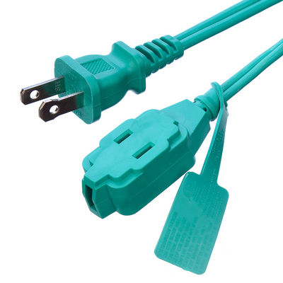 Cordón de extensión verde de conexión de 2 pines para portátil con protección al aislamiento Voltado nominal 125V