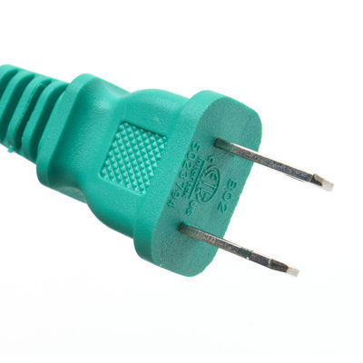 Cordón de extensión verde de conexión de 2 pines para portátil con protección al aislamiento Voltado nominal 125V