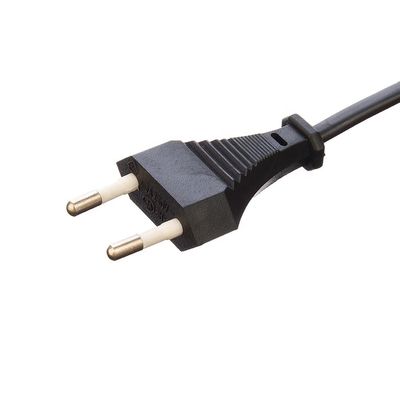 VDE europeo sin tierra 2 puntas pin redondo 2.5A conector a prueba de agua cable de extensión de cable de alimentación para calderas eléctricas negras
