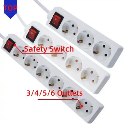 CE Certificated EU Extension Socket Power Strip with 3x1.5mm Cable and Switch WIFI NO Standard EU 1 Meter Cable With Switch