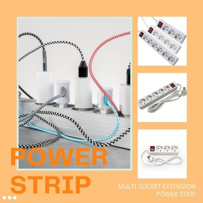 CE Certificated EU Extension Socket Power Strip with 3x1.5mm Cable and Switch WIFI NO Standard EU 1 Meter Cable With Switch