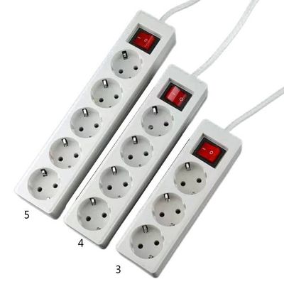 EU Standard 3 Way Extension Power Strip with Switch 3x1.5mm2 Cable 1 Meter Customize Socket Grounding Standard Grounding