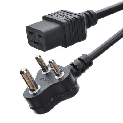 Software de soporte personalizado Reingeniería SABS Cable de conector estándar C19 para Sudáfrica Cables de alimentación Cables de extensión