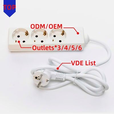 Cable de extensión universal de 3m 3 Way y enchufe de interruptor para enchufe de energía de múltiples enchufes Extensión 3 * 0,75 Opción personalizada blanca