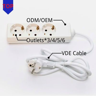 Cable de extensión universal de 3m 3 Way y enchufe de interruptor para enchufe de energía de múltiples enchufes Extensión 3 * 0,75 Opción personalizada blanca