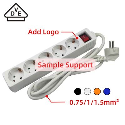 5 conexión de banda de extensión 3x1.5mm2x5m VDE banda de cable de alimentación flexible con protección infantil y corriente nominal 10/16A