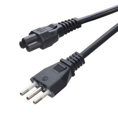Conector de trébol C5 Negro Italia Cordón de extensión estándar conduce H05VV-F 3x0.75MM2 Cable 3 Pin 16A Enchufe para comercial