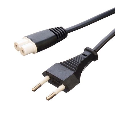2.5A 2 cables eléctricos de enchufe de enchufe de caldera negra con conector o enchufe conductor de cobre de cadena sin oxígeno