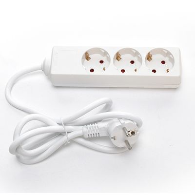 Varios estándares Cable de alimentación de 3 * 0,75 mm Multiplug Socket de alimentación de extensión de 3 vías Cable de extensión universal 250V/16A Blanco