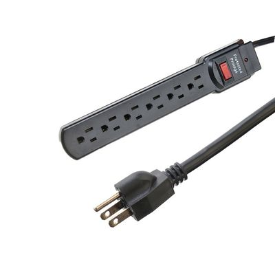 Tipo de extremo masculino NEMA 5-15P ETL15A/125V 6 toma de corriente eléctrica de conexión de extensión de toma de corriente Protector contra sobretensiones para electrodomésticos