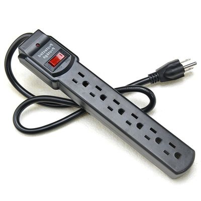 Tipo de extremo masculino NEMA 5-15P ETL15A/125V 6 toma de corriente eléctrica de conexión de extensión de toma de corriente Protector contra sobretensiones para electrodomésticos