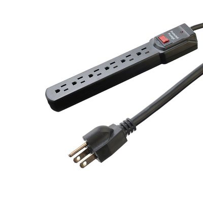 Tipo de extremo masculino NEMA 5-15P ETL15A/125V 6 toma de corriente eléctrica de conexión de extensión de toma de corriente Protector contra sobretensiones para electrodomésticos