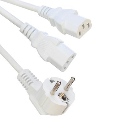 Cable de alimentación de separación de tipo Y de tipo blanco femenino 2XC13 de cobre sin oxígeno, cable de extensión de alimentación de 250V/16A VDE aprobado