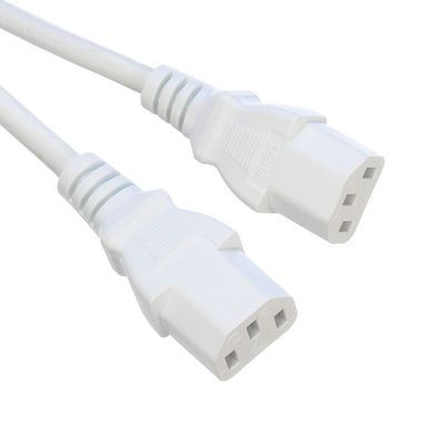 Cable de alimentación de separación de tipo Y de tipo blanco femenino 2XC13 de cobre sin oxígeno, cable de extensión de alimentación de 250V/16A VDE aprobado