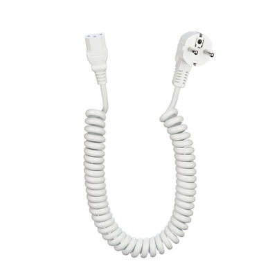 Cable de resorte estándar VDE con enchufe ICE C13 y corriente nominal de 10A