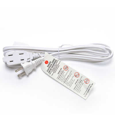 Conector de 2 pines blanco ETL estándar con cable 18 AWG Nema 1-15p a 1-15r Cordón de extensión de hombre a mujer con corriente nominal de 13A