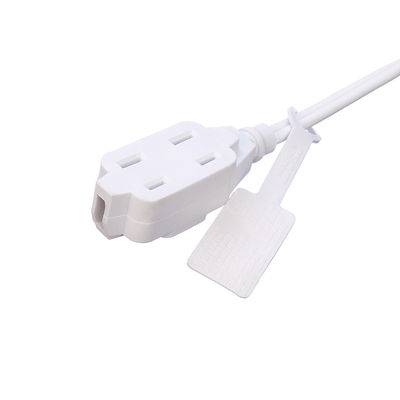 Conector de 2 pines blanco ETL estándar con cable 18 AWG Nema 1-15p a 1-15r Cordón de extensión de hombre a mujer con corriente nominal de 13A