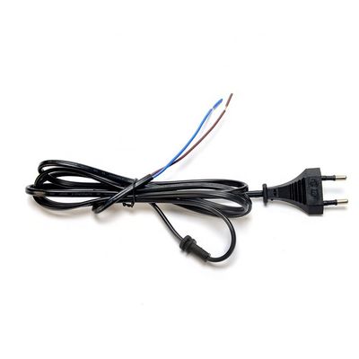 2.5A 2 cables eléctricos de enchufe de pin negro ventilador eléctrico con oxígeno libre desnudo de cobre en la mitad del extremo desnudo