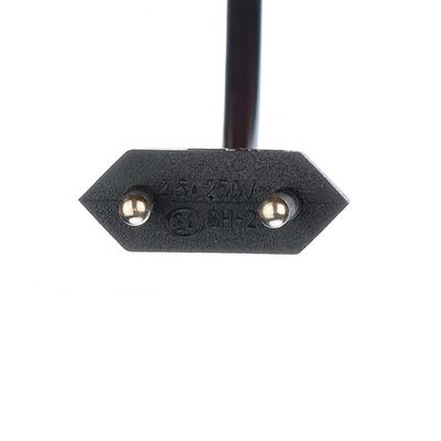 2.5A 2 cables eléctricos de enchufe de pin negro ventilador eléctrico con oxígeno libre desnudo de cobre en la mitad del extremo desnudo