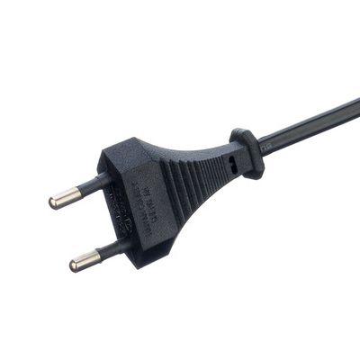 2.5A 2 cables eléctricos de enchufe de pin negro ventilador eléctrico con oxígeno libre desnudo de cobre en la mitad del extremo desnudo
