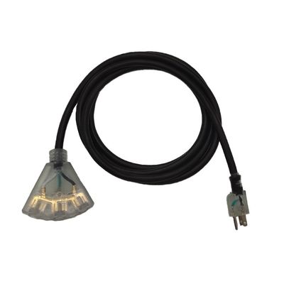 Aplicación para el hogar 3 pines de carga pesada 12 cables de extensión de medición de 3 pies ETL estándar Cordón eléctrico negro / gris 15A 125v