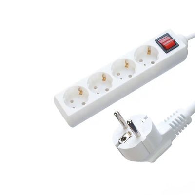 EU Certified H05VV-F 3x1.5mm2 4 Outlet Power Strip Socket Extension Cord with Switch Eu Plug 16A