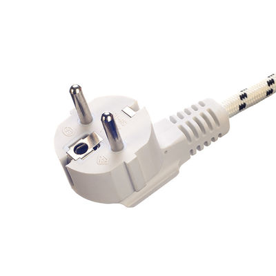 VDE Cordón de alimentación estándar para vapor de hierro de corriente nominal comercial 16A 3 puntas de algodón trenzado de AC del cable de extensión