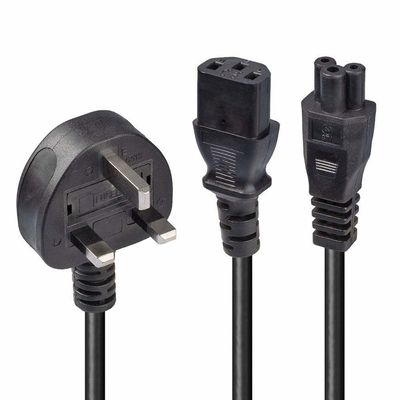 Conector de corriente alterna negro/personalizado IEC60320 C13 C5 con cable de alimentación de 3 pines UK BS Standard 10A-16A Cable de alimentación de corriente nominal