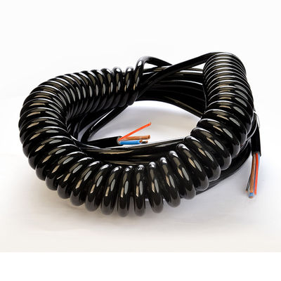 PE chaqueta Eu retráctil enrollados del cable de extensión de energía libre de oxígeno con conductor de cobre de 3 núcleos de alambre de resorte blanco negro