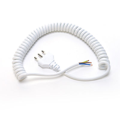 PE chaqueta Eu retráctil enrollados del cable de extensión de energía libre de oxígeno con conductor de cobre de 3 núcleos de alambre de resorte blanco negro
