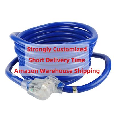 Partidario de patio al aire libre 125V 15A NEMA 6-50P/R de trabajo pesado 1/3/5/6/20FT 50M de extremo iluminado Azul Multi Rv Cable de extensión del cable de alimentación