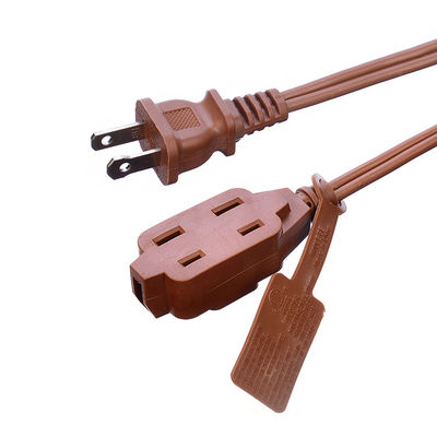18AWG ETL Pararell Wire AC Cord de alimentación con interruptor y conexión de conexión Cordón de extensión Marrón ETL Jacket estándar de PVC EE.UU. 2 puntas
