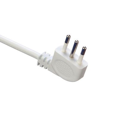 IMQ Standard 3 Pin Angled 16A Italia Cables de alimentación blancos H05VV-F 3x0.75MM2 con terminal de corte de extremo cerrado de Trusted