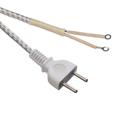 2 cables de energía de 2 pines en Pakistán Karachi Cable de alambre trenzado para hierro 1.8m Tratamiento de extremo blanco tubo de contracción térmica y tubo de fibra de vidrio