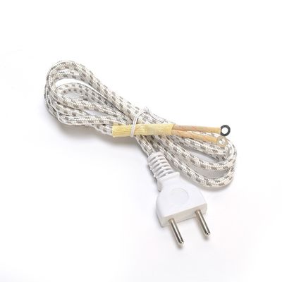2 cables de energía de 2 pines en Pakistán Karachi Cable de alambre trenzado para hierro 1.8m Tratamiento de extremo blanco tubo de contracción térmica y tubo de fibra de vidrio