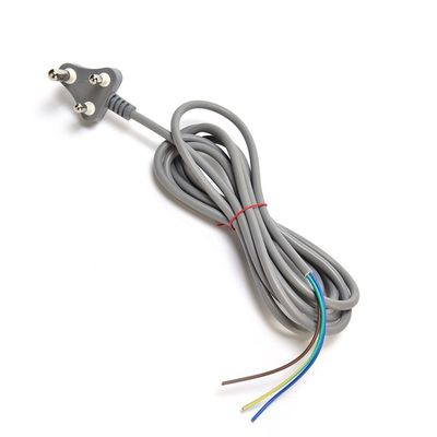 450v H05VV-F 3X0.75MM2 Cable de alimentación de enchufe de 3 fases para Sudáfrica SABS Cobre sin oxígeno gris