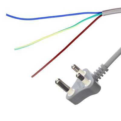 450v H05VV-F 3X0.75MM2 Cable de alimentación de enchufe de 3 fases para Sudáfrica SABS Cobre sin oxígeno gris