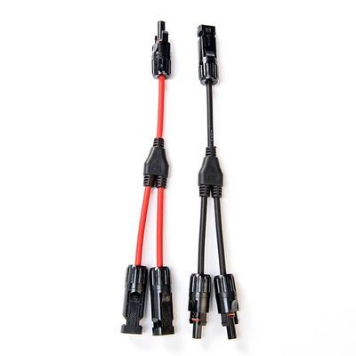 Extensión de cable solar con conector solar PV004 Y Dividor Par negro y rojo H1Z2Z2-K DC 1500V 1X4mm XLPO aislamiento