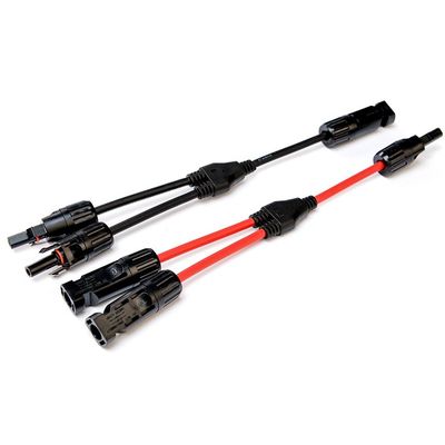 Extensión de cable solar con conector solar PV004 Y Dividor Par negro y rojo H1Z2Z2-K DC 1500V 1X4mm XLPO aislamiento