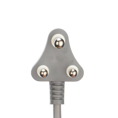 450v H05VV-F 3X0.75MM2 Cable de alimentación de enchufe de 3 fases para Sudáfrica SABS Cobre sin oxígeno gris