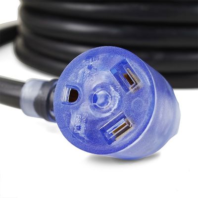 30Amp Cordón de extensión de RV de trabajo pesado 10 AWG ETL Listado de 50 pies TT-30P a TT-30R con indicador LED y diseño fácil de desconectar