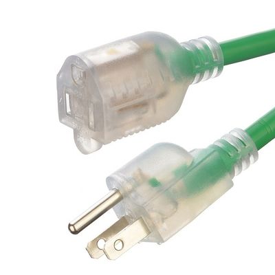 Cordón de extensión de alimentación de CA estadounidense 3pin América Extensión de conexión de cable 120V 60Hz Largo del jardín verde 6FT/8FT/10FT/12FT/25FT