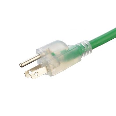 Cordón de extensión de alimentación de CA estadounidense 3pin América Extensión de conexión de cable 120V 60Hz Largo del jardín verde 6FT/8FT/10FT/12FT/25FT