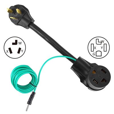 1 salida 1FT NEMA 10-30P a 14-30R adaptador de secador 30A 250V SJTW 10AWG 3C 3 puntas a 4 puntas adaptador de conexión de secador con alambre de tierra verde