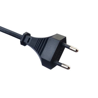 Conductor de cobre sin oxígeno con rosca desnuda Estándar europeo 2pin Eu Plug Cordón de alimentación Plug negro para electrodomésticos