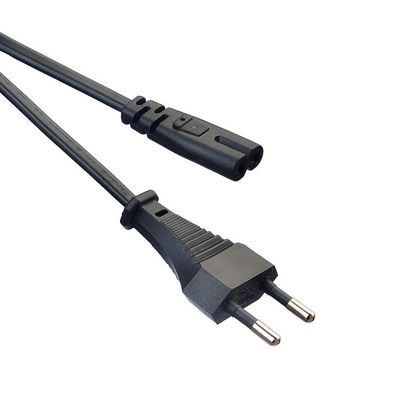 Conductor de cobre sin oxígeno con rosca desnuda Estándar europeo 2pin Eu Plug Cordón de alimentación Plug negro para electrodomésticos